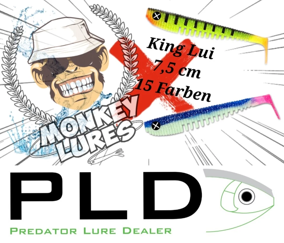 Monkey Lures King Lui 7,5 cm Gummifisch Zander Barsch Hecht Dorsch Köder - Bild 1 von 1