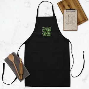 Mom's Kitchen Open 24 Hours Embroidered Apron - Picture 1 of 9