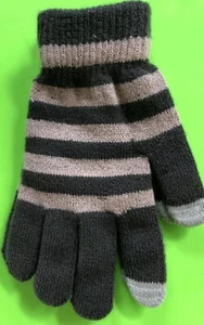 GRAU UND ROSA (LACHS) DOPPEL CHENILLE GEFÜTTERTE HANDSCHUHE ONE SIZE NEU MIT ETIKETT! - Bild 1 von 3