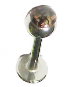 Lip Monroe Stud 16 Gauge 5/16" Ferido Epoxy Brown 4mm Gem Ball Steel - Picture 1 of 3