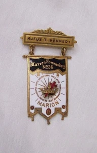 DE COLECCIÓN CABALLEROS TEMPLARIOS MEDALLA CRUZ MASÓNICA INSIGNIA MARION COMANDERY No. 36 - Imagen 1 de 2