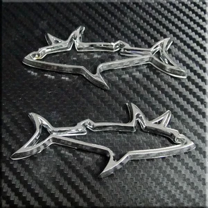 Car Badge Shark Outline ABS Chrome Trunk Side Motorcycle Emblem Sticker 2pcs set - Bild 1 von 2