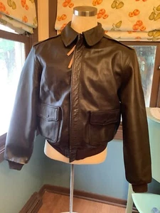 Chaqueta bomber vintage WILLIS & GEIGER cuero A2 42 marrón L USAF - Imagen 1 de 8