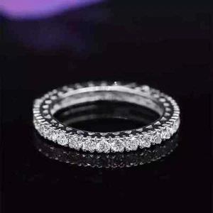 2Ct Round Lab Created Diamond Wedding Band 14k White Gold Plated Full Eternity - Picture 1 of 3