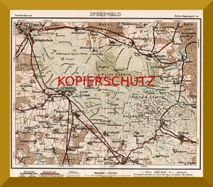 Spreewald +Topografischer Plan von 1914+ Lübben,Lübbenau,Burg,Neu-Zauche,Werben - Bild 1 von 3