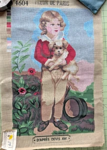 Tela punto ago bambino con cane Fleur De Paris - Foto 1 di 4