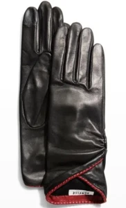$ 225 Neu mit Etikett Agnelle Damen-Handschuhe schwarz Beatrice plissiert Napa Lammleder Größe 7 - Bild 1 von 7