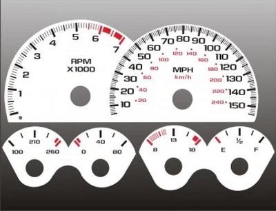 Medidores de cara blancos para Chevrolet Camaro 1999-2002 150 MPH V8 Foto 1 de 4