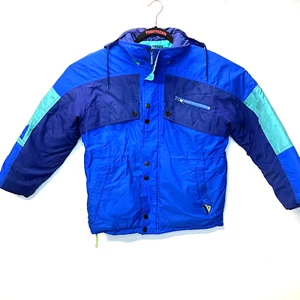 Pacific Trail Jacket Womens 16 Vintage Full Zip Blue Hooded Plus Puffer Coat 80s - Picture 1 of 12