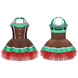 Kids Girls Dress Photo Shoot Xmas Costume Fancy Dress-up Skirt Brown Halter - Picture 1 of 15