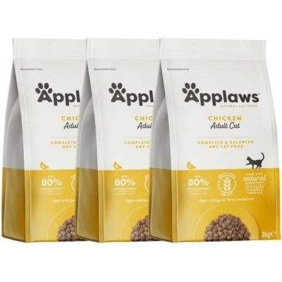 3x 2 kg APPLAWS Trockenfutter mit Huhn getreidefrei für adulte Katzen - Bild 1 von 4