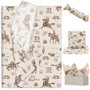 100Pcs Western Cowboy Tissue Paper Brown Wild West Rodeo Gift Wrapping Paper ... - Picture 1 of 7
