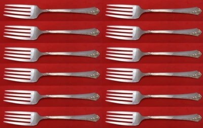 Juego de tenedores de ensalada Damask Rose de Oneida de plata de ley 12 piezas 6 1/2" Foto 1 de 3