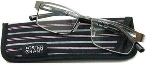 Foster Grant Men’s Leo Gunmetal Reading Glasses +1.50 NEW!!