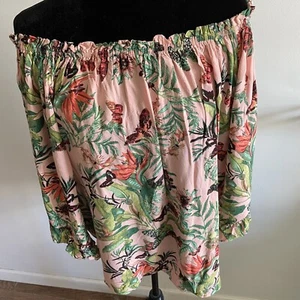 Off The Shoulder Top Blouse Floral Size US 8 EUR 40 Viscose Pink Flowers H&M - Picture 1 of 8