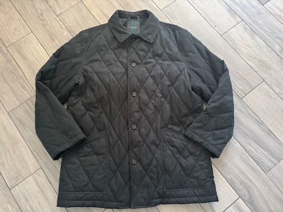 CANALI VALTHERM MENS QUILTED BUTTON FRONT WATER REPELLANT JACKET, BLACK, EUC, 54 - Image 1 of 4