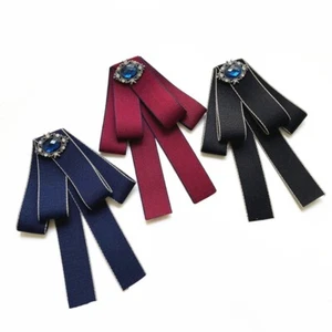Elegant Bow Tie Solid Color Necktie Shirt Collar Pin Clothing Accessories - Picture 1 of 17