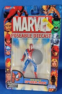 Marvel Poseable Diecast Spider-Man (2005) Toy Biz  Web Shield. New!