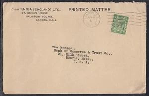 Great Britain - Apr 14, 1927 Printed Matter Cover to States - Picture 1 of 1