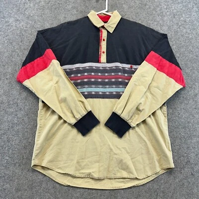 VINTAGE Camisa Polo Roper Para Hombre Grande Negra Roja Beige Geométrica Azteca Occidental Años 90 Foto 1 de 4