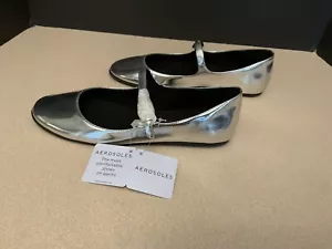 New! Womens Aerosoles Perry Silver Mirror Metallic Mary Jane Flats. Size 8M - Picture 1 of 10