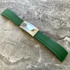 Correa de reloj de goma de silicona verde de 20 mm de repuesto para Rolex OYSTERFLEX - Imagen 1 de 8