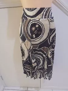 SUZANNE GRAE SIZE 10 GORGEOUS BLACK BROWN CREAM SATINY LINED SKIRT 'PERFECT' # - Picture 1 of 2
