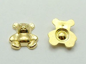 100 Gold Tone Metallic Acrylic Flatback Bear Studs 12X11mm No Hole Phone Deco - Picture 1 of 3
