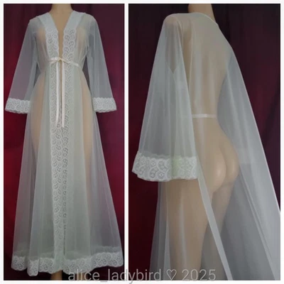 Vintage MISS ELAINE Peignoir GOWN Long SHEER Hostess Dress Jacket Robe Tall ~S/M - Image 1 of 4