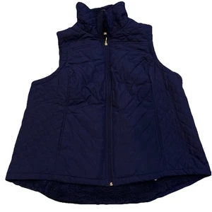 Denim & Co Royal Blue Sherpa Lined Vest Size 1X Quilted, Pockets Womens - Picture 1 of 10