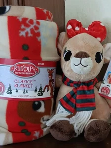 Rudolph 60th Anniversary Rare Clarice Plush With Fleece Blanket - Picture 1 of 7