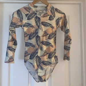Moon Tree Long Sleeve Surf Palm Leaf Girl’s Rash Guard Swimsuit 50+ UPF 11/12 - Picture 1 of 4