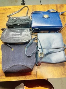 Lot of 5 Vintage Purses Handbags - Beaded, Leather, Canvas - Navy Black Color ๐ - Picture 1 of 17