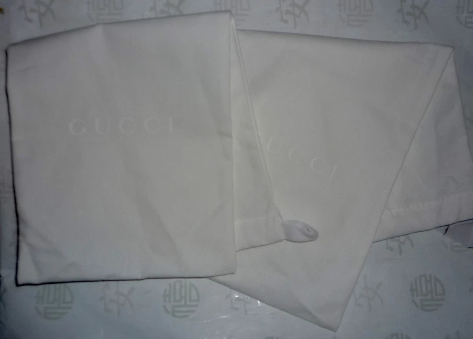 Gucci Bolsa para el Polvo Blanco Algodón Lona Bolso para Zapatos con Cordón x2, 7"x16" Foto 1 de 1