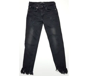 Zara Woman Premium Denim Collection Gr. 2 schwarz distressed ausgefranst Haifischbiss - Bild 1 von 17