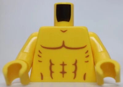 Lego Yellow Torso Bare Chest with Muscles Outline Shoulder Contours on Back - Image 1 of 2