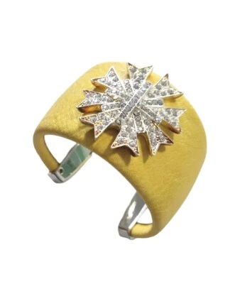 Brazalete Brazalete Piel Cruz/Estrás Tono Plateado 1 5/8x7" Acero Inoxidable  Foto 1 de 3