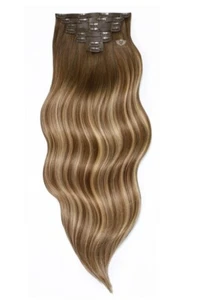 Foxy Locks luxuriöse 24" nahtlose Clip in Echthaarverlängerungen - Brondie 280g - Bild 1 von 3
