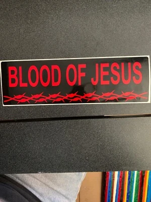 Blood Of Jesus 保险杠贴纸贴花 3 x 10 英寸免费礼物 — 第 1/4 张图片