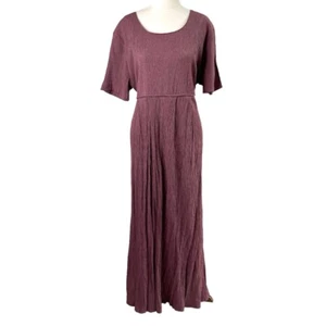 Vintage Evolve Dress Womens M/L Maroon Textured S/sleeve 90s Maxi Fit Flare - Bild 1 von 17