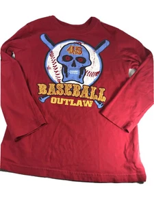 Children's Place Burgundy Long Sleeve Baseball Outlaw Shirt Boys Size Small 5/6 - Picture 1 of 7