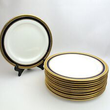 L4145 by Cauldon Ltd 12 Dinner Plate Set Set Gold Encrusted Cobalt Band