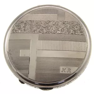 Caja de polvo de plata Art Deco compacta alrededor de 1930 - Imagen 1 de 6