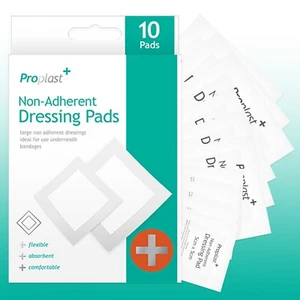 Non-Adherent Dressing Pads 10Pc Wound Burn Gauze Absorbent Non Stick Small-Large - Picture 1 of 8