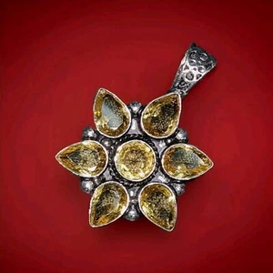 Beautiful Citrine 925 Silver Gemstone flower Pendant. Very pretty ๐น 3746 ๐น - Picture 1 of 10