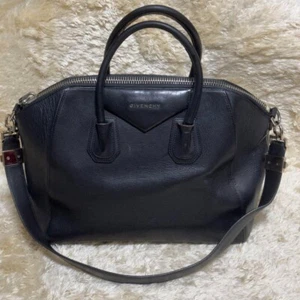 GIVENCHY Antigona Leather 2way HandBag Logo Black USED 202501M - Picture 1 of 14