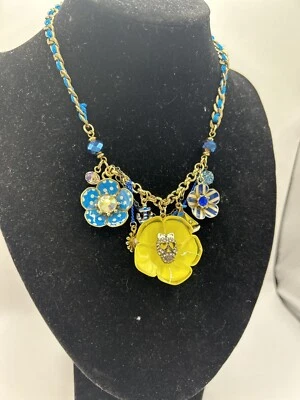 Betsey Johnson Yacht Club Espectador Dije Collar Ancla Velero Azul y Amarillo Foto 1 de 3