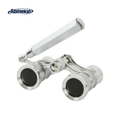 Opera Glasses Binoculars 3X25 Lorgnette Theater Glasses Mini Binocular Silver - Image 1 of 4