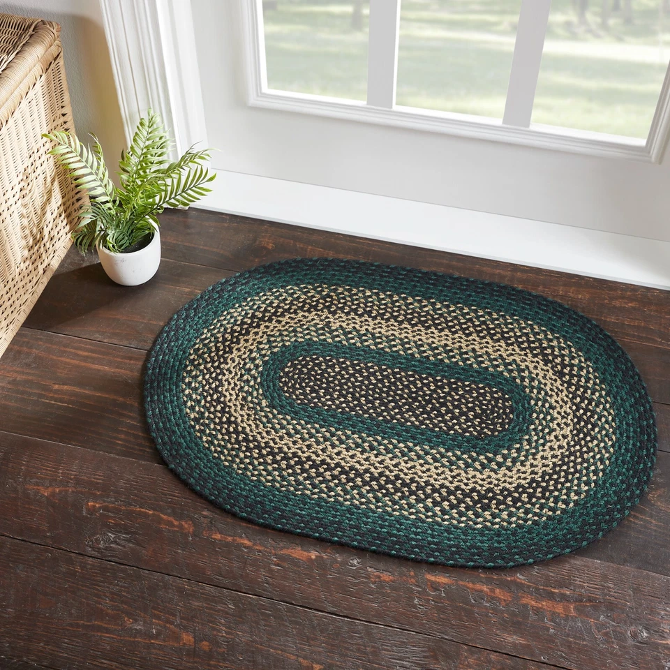 VHC Pine Grove Jute Oval Rug w/ Pad 24x36 (2ft x 3ft) Rustic Country