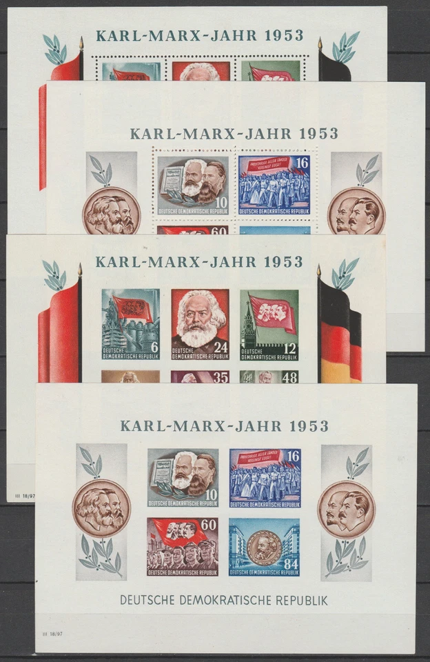Germany 1953 Karl Marx Blocks perf and imperf  - Image 1 of 1